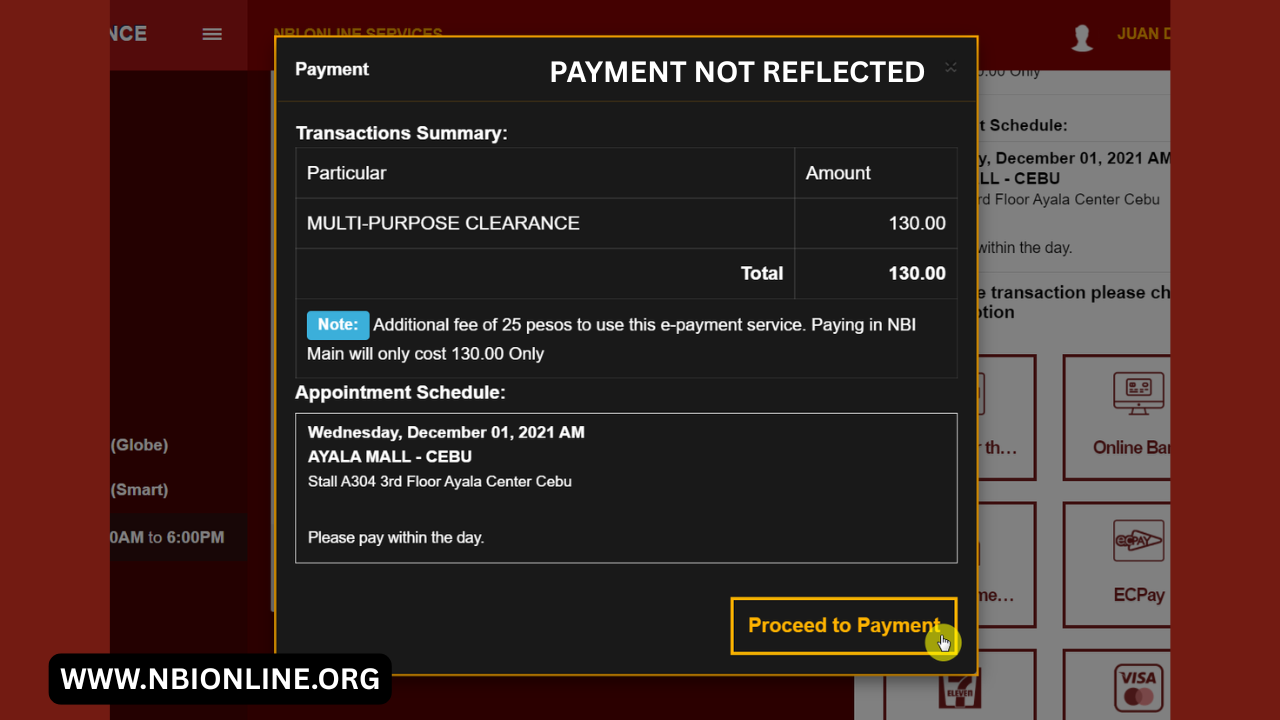 Payment Not Reflected